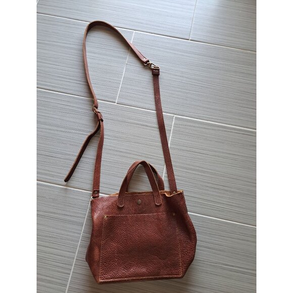 Portland Leather Goods Nutmeg Mini Crossbody Tote Bag Pebbled Leather Adjustable - Picture 10 of 15